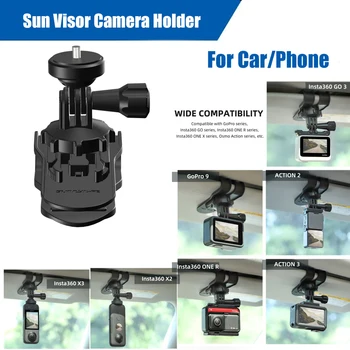 Araba Güneşlik kamera yatağı için Insta360 GO 3/2/360 / GoPro 9 / Eylem 3 Kamera Tutucu cep telefonu Vlog Dağı 360 ° Dönen