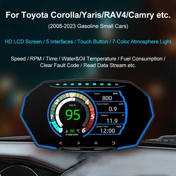 F11 HUD OBD2 Ekran Araba Göstergesi GPS Hız Göstergesi RPM Yakıt Su / Yağ Sıcaklık Ölçer Toyota Corolla / Yaris Benzinli 2008-2023