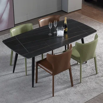 Italyan minimalist sert deri yaratıcı yemek sandalyesi, ev arkalığı, boş sandalye, eyer deri otel restoran sandalyesi