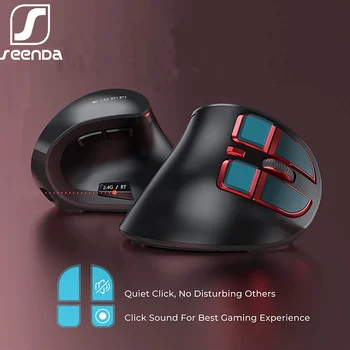 SeenDa Ergonomik Fare 2.4 G&Bluetooth Şarj Edilebilir Kablosuz Fare 9 Düğmeler 3 Ayarlanabilir DPI Dikey PC faresi Dizüstü Bilgisayar