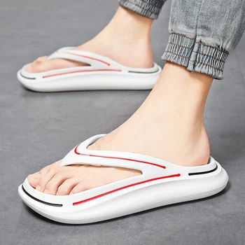 Yaz Açık plaj ayakkabısı Erkekler için Kaymaz Platform Banyo erkek terlikleri moda ışık Yumuşak Taban Rahat erkek Flip Flop