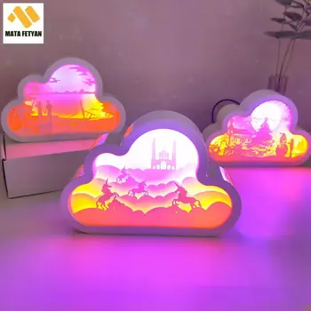 Sevimli bulut şekli sıcak renkli yatak odası masa lambası yaratıcı 3D düşük enerjili dekoratif gece ışıkları