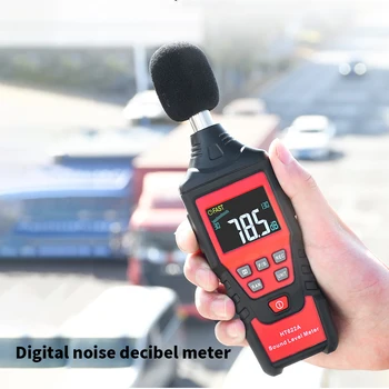 Ses Seviyesi Ölçer 30-130dBA Dijital Profesyonel El Metre Ses Kaydedici Monitör Desibel Çevre HT622A
