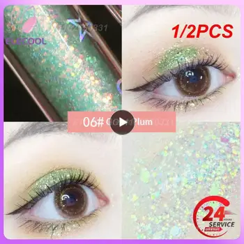 1/2 ADET Renkler Sequins Sıvı Eyeliner Sopa Çabuk kuru Glitter Göz Farı Su Geçirmez Kalıcı Pırıltılı Pigment Gözler Makyaj Kozmetik