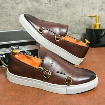 Loafer'lar erkek Kahverengi rahat ayakkabılar Yeni Deri Lüks erkek ayakkabıları Moda Spor spor salonu ayakkabısı Büyük Boy 38-46 Ücretsiz Kargo