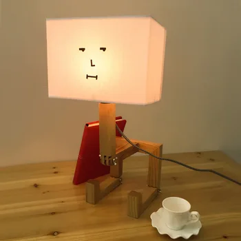 Çocuk Robot Ahşap masa lambaları Dekorasyon Başucu Oturma Odası Yan Masa masa lambaları Ahşap Kumaş Çocuklar İskandinav Esnek Fiş