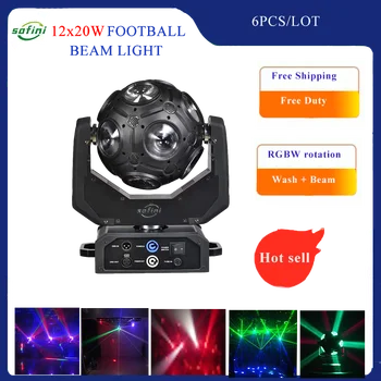 6 Adet futbol ışın 12x20W RGBW 4ın1 LED futbol hareketli kafa ışık sonsuz rotasyon DJ disko parti ışın sahne aydınlatma etkisi
