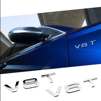 1 adet ABS Gümüş V6T V8T RS araç amblemi Etiket Audi Q8 Q7 Q5 Q3 TT TTS S3 S4 S5 S6 S7 S8 A3 A4 A5 A6 A7 A8 Aksesuarları