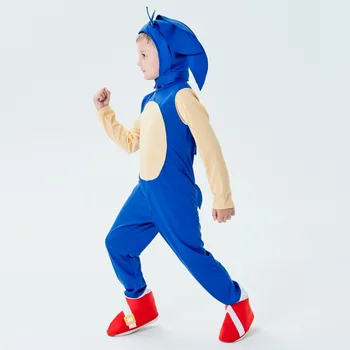Jogerli Cadılar Bayramı Kostümleri Mavi Kirpi Çocuk Takım Elbise Erkek Performans Roleplay Bez Parti doğum günü hediyesi