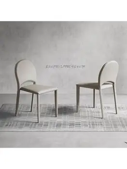 Minimalist eyer deri yemek sandalyesi Restoran otel sandalye ev İskandinav soyunma sandalye modern basit arkalığı sandalye