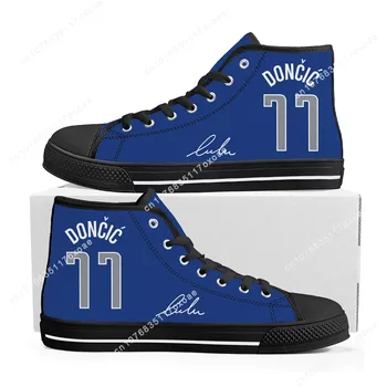 Dallas basketbol Yüksek Top Sneakers Mens Womens Genç Yüksek Kaliteli Luka Doncic NO 77 Kanvas Sneaker Ayakkabı özel ayakkabılar