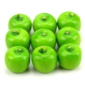 80 Adet Mini Yapay Yeşil Elma Süper Küçük Elma Köpük Plastik Sahte Yapay Meyve Modeli Parti Mutfak Oyun Oyuncaklar Eğlenceli