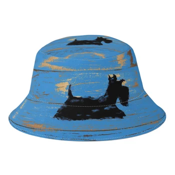 Yaz Unisex Harajuku Kova Şapka Scottie Köpek Kadın Erkek Balıkçılık Şapka Sonbahar Plaj Fedoras Kap Bob