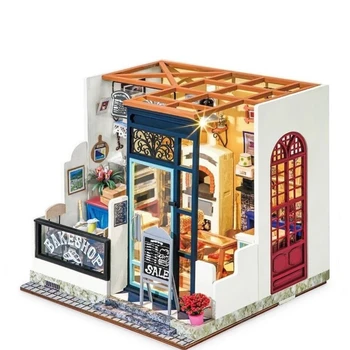 DIY nancy'nin Bake Shop Bebek Evi Mobilya Çocuk Yetişkin Minyatür Dollhouse Ahşap Kitleri Oyuncak DG143 Süslemeleri Hediyeler Oyuncaklar