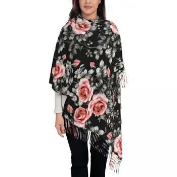 Suluboya Gül Çiçek Bayan Sıcak Kış Infinity Eşarp Seti Battaniye Eşarp Saf Renk