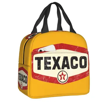 Özel Vintage Texaco Logo Öğle Yemeği Çantası Termal Soğutucu Yalıtımlı yemek kabı Kadınlar için Okul Çalışma Piknik Gıda Tote Çanta