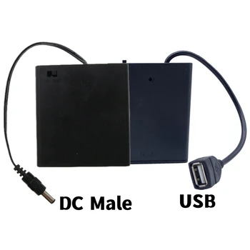 4AA USB/DC Güç Pil Kutusu saklama kutusu Tutucu İçin 5V LED Şerit İşıklar Mini Güç Kaynağı İle Kapak Ve Anahtarı