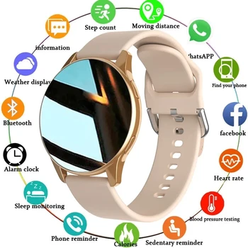 AMOLED Yeni Kadın Bluetooth Çağrı akıllı saat Kalp Hızı Kan Basıncı İzleme Akıllı Saatler IP67 Su Geçirmez Erkekler Smartwatch + Kutu