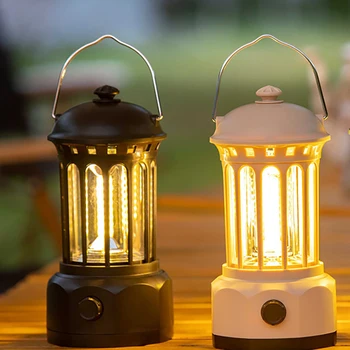 USB Şarj çadır ışığı Vintage kamp feneri 18650 El Feneri Açık Kamp Ekipmanları Taşınabilir Retro Lamba Asılı Fenerler