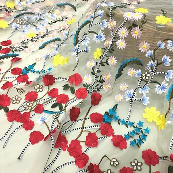 Nakış Dantel Kumaş Yumuşak Net Tül Sucul Çiçek Desen DIY Dikiş Kız Etek Kadın Elbise Kumaş Aksesuarları Malzeme Telas