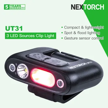 Nextorch UT31 klip ışık için güvenlik / uyarı, beyaz / mavi / kırmızı 3 ışık kaynakları, tip-C şarj edilebilir, nokta ve sel çift açıları