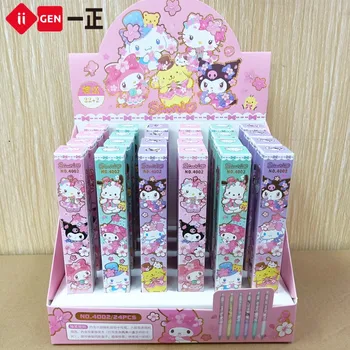 24 adet / kutu Sanrio Jel Kalemler Hello Kitty Kuromi Cinnamoroll makaralı tükenmez kalem Okul Malzemeleri Kırtasiye Toptan Anime Jel Kalem Hediye