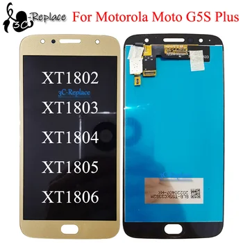 Siyah / Altın 5.5 İnç Motorola Moto G5S Artı XT1803 XT1805 XT1806 XT1804 LCD Ekran Dokunmatik Ekran Digitizer Paneli Meclisi