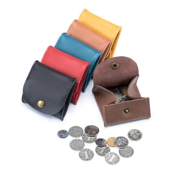 Vintage Stil Hakiki Deri Değişim bozuk para cüzdanı Mini Cüzdan Bölünmüş Deri Kulaklık Tutucu Çanta Kadın Erkek Küçük Para Çantası