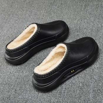 Kapalı Ev Çift Terlik Tıknaz Slaytlar Sıcak Kalın Platform Terlik Kadınlar 2023 Yeni Peluş Terlik Erkekler için Kış pamuklu ayakkabılar