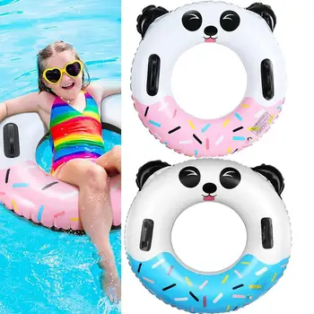 Yüzme simidi Tüp Şişme Yüzmek Yüzük Çocuklar İçin 12 İnç Yüzmek Tüpler Kolları İle Karikatür Çörek Panda Plaj Havuzu Parti Oyuncak