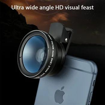 2 Fonksiyonları Cep Telefonu Lens 0.45 X Geniş Açı Len & 12.5 X Makro HD Kamera Lens Evrensel iPhone Android Telefon için