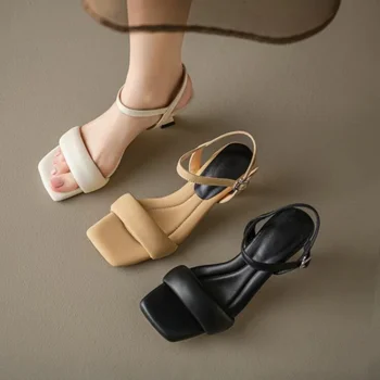 BCEBYL2023 Yaz Yeni Varış Moda kadın ayakkabısı Kare Ayak Seksi Stiletto Topuklu Rahat Zarif Ziyafet Parti Burnu açık Sandalet