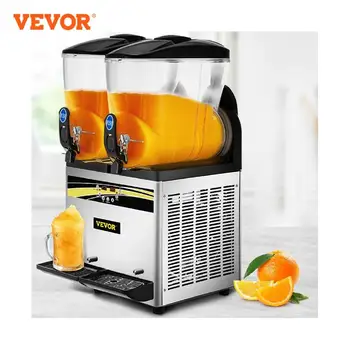 VEVOR 2x15L Ticari Slushy Makinesi Çift İçecek Dağıtıcı Soğuk Suyu İçecek Makinesi Paslanmaz Çelik Ev Bar Restoran için